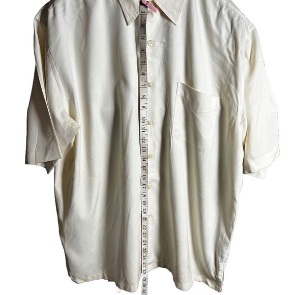 Austin Reed London Light Yellow Silk/Cotton Blend Short Sleeve Button Down XL - Picture 2 of 4